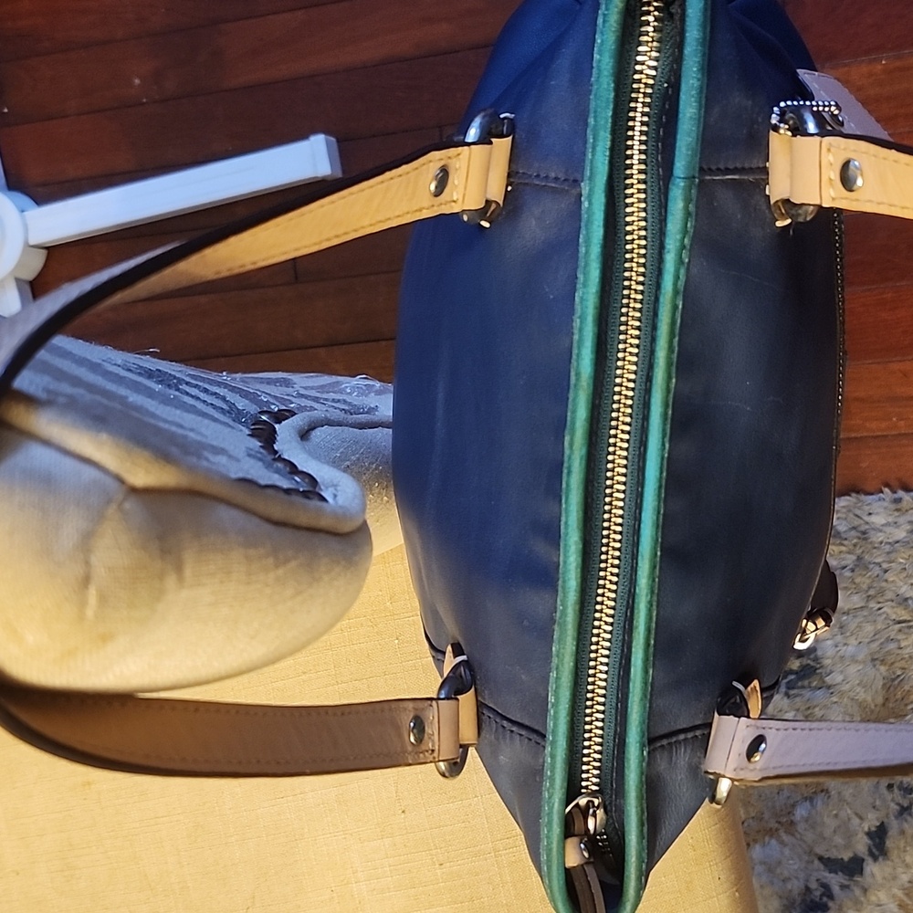 Coach Daisy Spectator Mia Leather Bag F1380-F23911 Color Block Navy, Teal, Tan - Picture 7 of 16